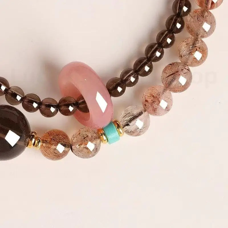 Natural Smoky Quartz Brown Success Wealth Blessing Bracelet Protection Luck-LuckyCharms.Shop