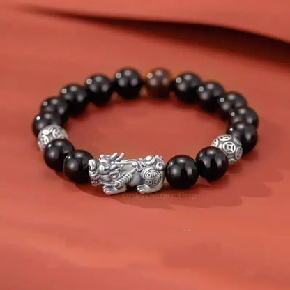 999 Silver Strawberry Quartz Pixiu Couple Bracelets | Obsidian, Pearl & Lucky Coin Beads, Elastic Design-LuckyCharms.Shop