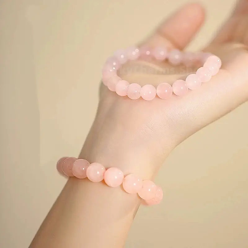 Natural Pink Rose Quartz Fortune & Love Beaded Bracelet-LuckyCharms.Shop