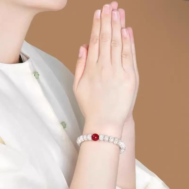 Putuo Blessing Star-Moon Bodhi, Cinnabar & Jade Fortune Bead Bracelet-LuckyCharms.Shop