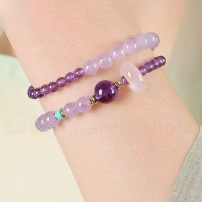 Natural Amethyst Purple Double-strand Bracelet for Wisdom Luck Wealth-LuckyCharms.Shop