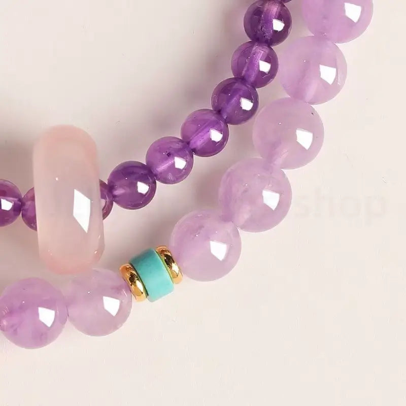 Natural Amethyst Purple Double-strand Bracelet for Wisdom Luck Wealth-LuckyCharms.Shop