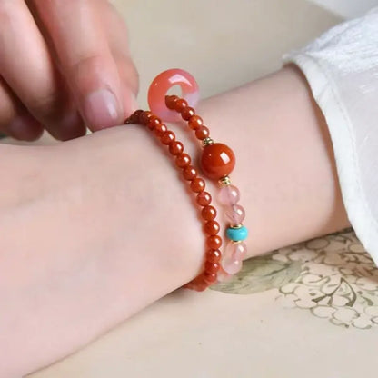 Natural Southern Red Agate Multi-strand Beaded Bracelet for Love-LuckyCharms.Shop
