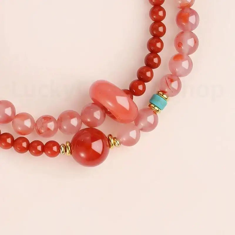 Natural Southern Red Agate Multi-strand Beaded Bracelet for Love-LuckyCharms.Shop