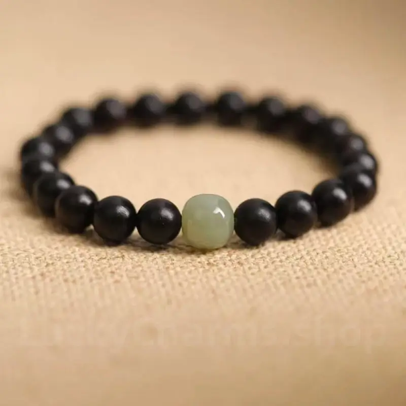 Hetian Jade Guru Bead Sandalwood Beaded Bracelet For Luck Wealth Success-LuckyCharms.Shop
