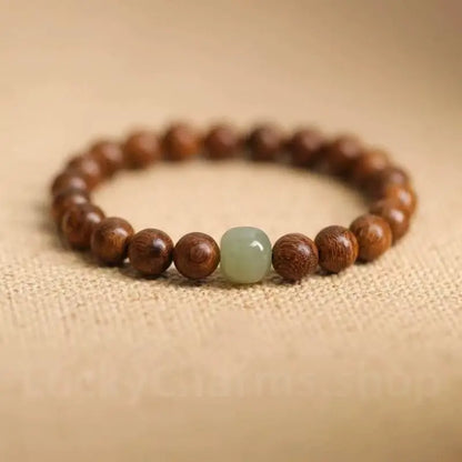 Hetian Jade Guru Bead Sandalwood Beaded Bracelet For Luck Wealth Success-LuckyCharms.Shop