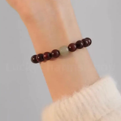 Hetian Jade Guru Bead Sandalwood Beaded Bracelet For Luck Wealth Success-LuckyCharms.Shop