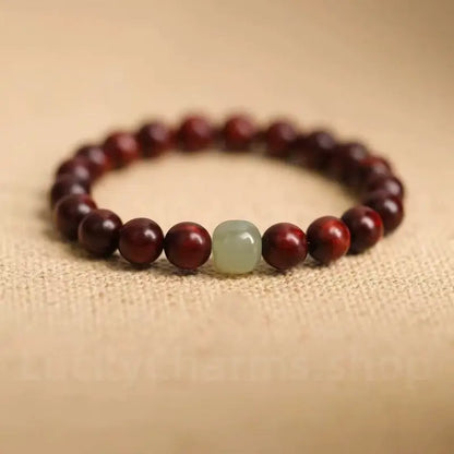 Hetian Jade Guru Bead Sandalwood Beaded Bracelet For Luck Wealth Success-LuckyCharms.Shop