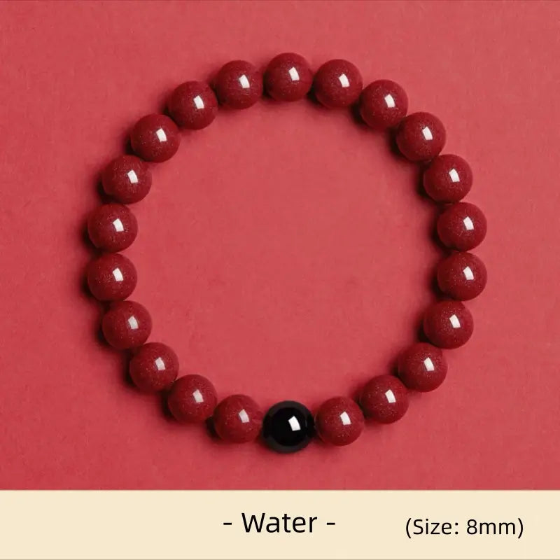 天然辰砂 五行エネルギー 開運ビーズ シングルループブレスレット | 高純度辰砂、守護と祝福のために