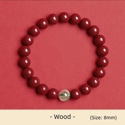 天然辰砂 五行エネルギー 開運ビーズ シングルループブレスレット | 高純度辰砂、守護と祝福のために