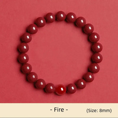 天然辰砂 五行エネルギー 開運ビーズ シングルループブレスレット | 高純度辰砂、守護と祝福のために