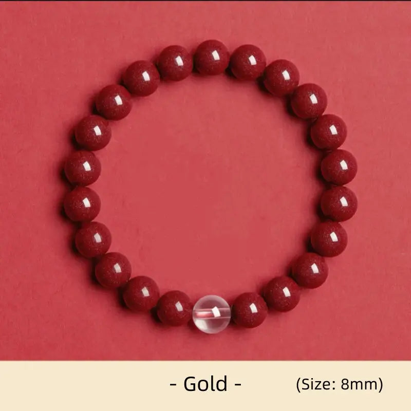 天然辰砂 五行エネルギー 開運ビーズ シングルループブレスレット | 高純度辰砂、守護と祝福のために