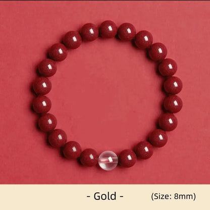 天然辰砂 五行エネルギー 開運ビーズ シングルループブレスレット | 高純度辰砂、守護と祝福のために