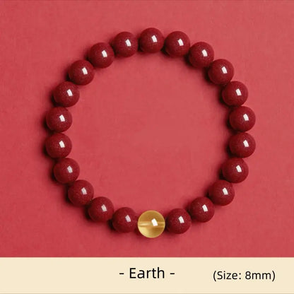 天然辰砂 五行エネルギー 開運ビーズ シングルループブレスレット | 高純度辰砂、守護と祝福のために