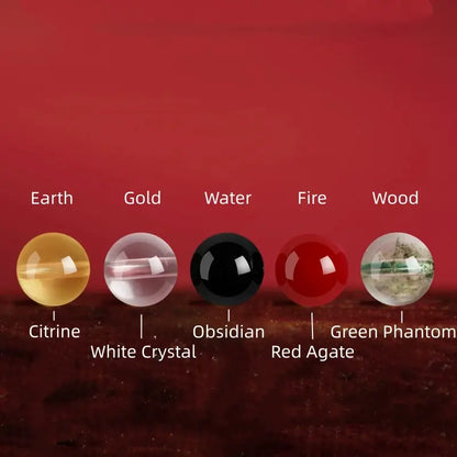 天然辰砂 五行エネルギー 開運ビーズ シングルループブレスレット | 高純度辰砂、守護と祝福のために