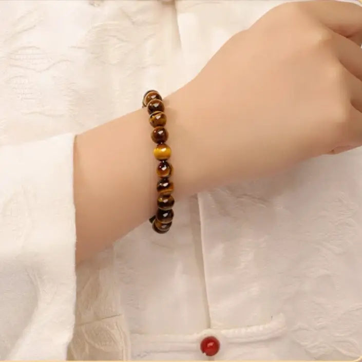 Lingyin Temple Blessed Natural Yellow Tiger's Eye Success & Fortune Bracelet-LuckyCharms.Shop