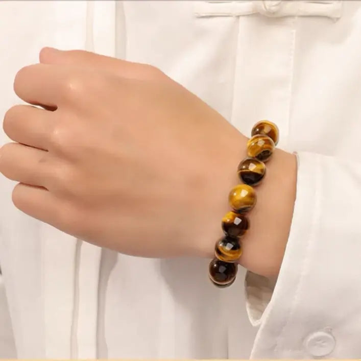 Lingyin Temple Blessed Natural Yellow Tiger's Eye Success & Fortune Bracelet-LuckyCharms.Shop