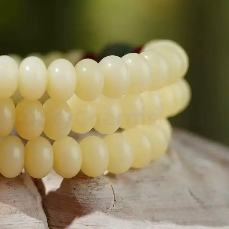 Natural White Jade Bodhi 108-Bead Golden Wheel Multi-Strand Bracelet for Wisdom-LuckyCharms.Shop
