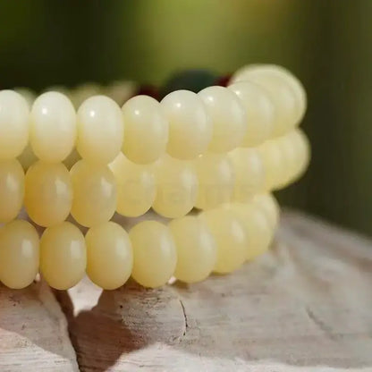 Natural White Jade Bodhi 108-Bead Golden Wheel Multi-Strand Bracelet for Wisdom-LuckyCharms.Shop
