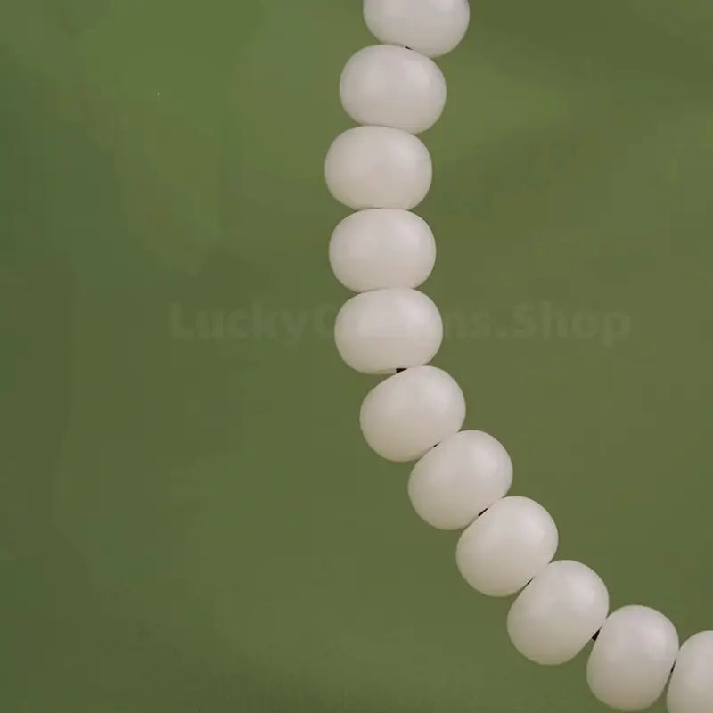 Potala Palace Enpowered 925 Silver Gold-plated Six-Syllable Mantra Luck-Transforming Bead Bracelet | Natural White Jade Bodhi Mala-LuckyCharms.Shop