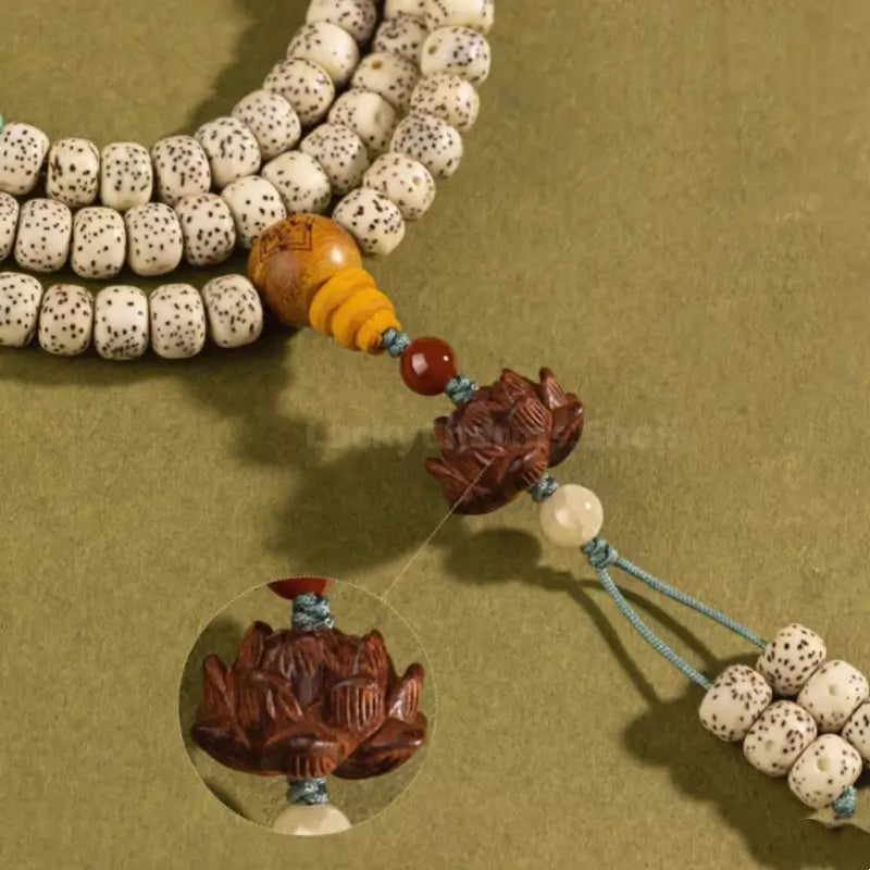 Wutai Mountain Blessing 108-Bead Star-Moon Bodhi Bracelet | Sandalwood Lotus Pendant Buddhist Mala-LuckyCharms.Shop