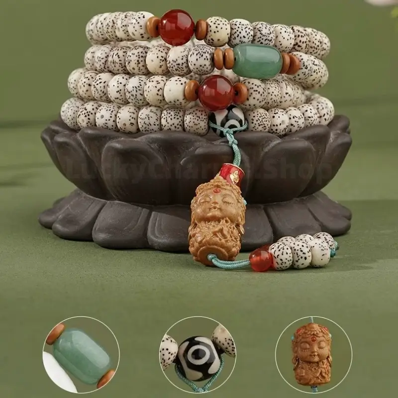 Potala Palace Enpowered Star-Moon Bodhi 108-Bead Buddhist Mala Bracelet-LuckyCharms.Shop