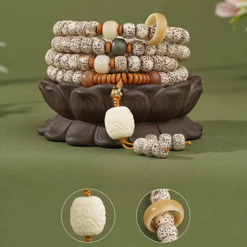 Potala Palace Enpowered Star-Moon Bodhi 108-Bead Buddhist Mala Bracelet-LuckyCharms.Shop