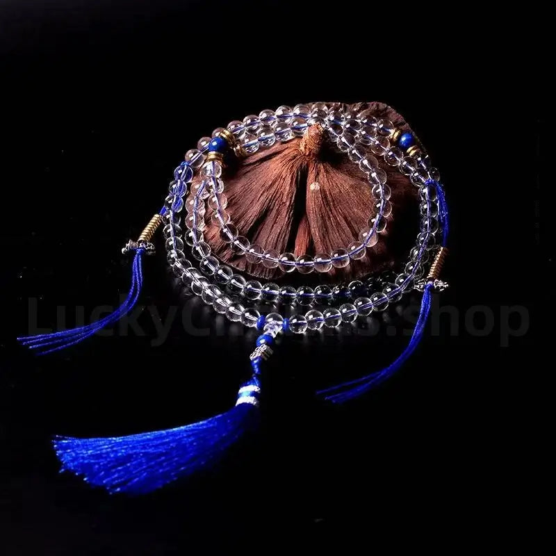 Natural White Crystal 108 Mala Beads Bracelet for Wisdom Luck Protection Love-LuckyCharms.Shop