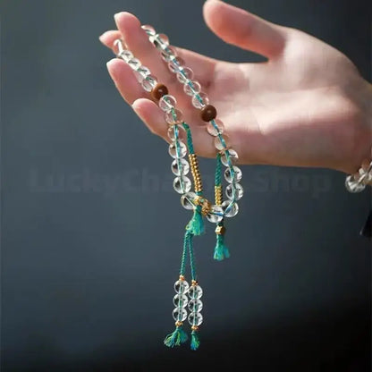 Natural White Crystal Mala Wrist Beads for Wisdom Luck Love-LuckyCharms.Shop