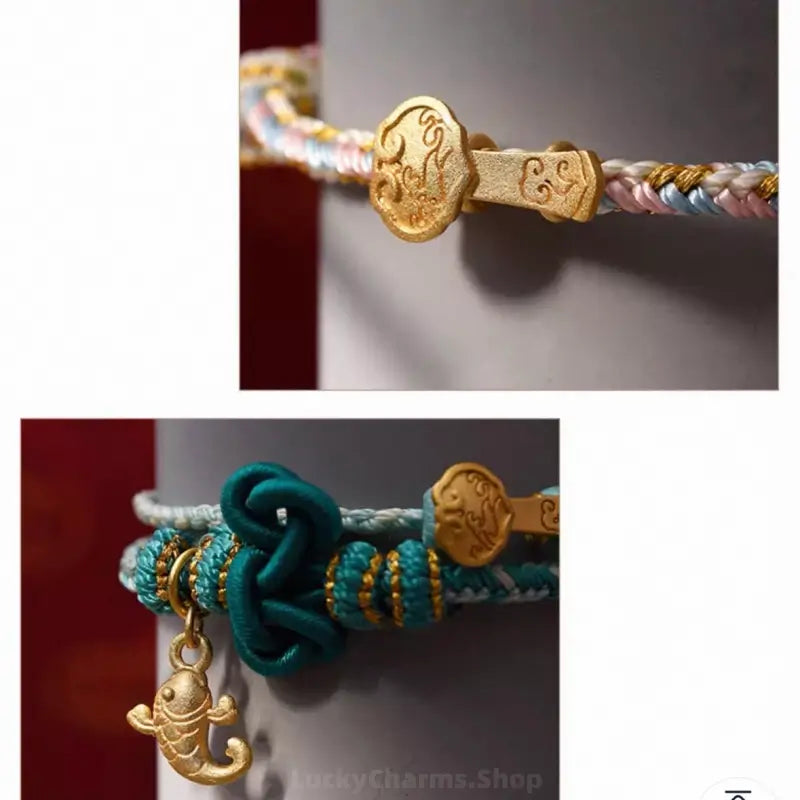 National Museum Auspicious Ruyi & Wenchang Knot Hanging Cord Bracelet-LuckyCharms.Shop