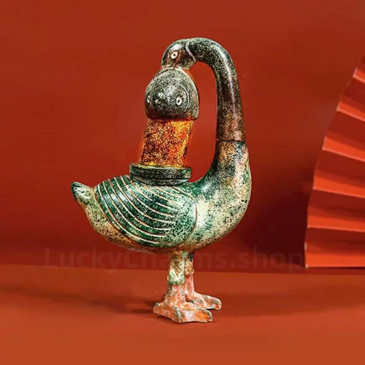 Painted Wild Goose & Fish Bronze Pole Lamp Refrigerator Magnet-LuckyCharms.Shop