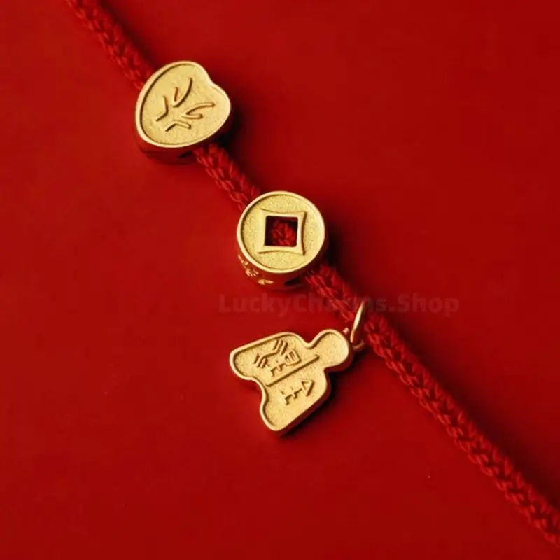 24K Gold-Plated All Things Auspicious Red Bracelet | Promotion Blessing Jewelry-LuckyCharms.Shop