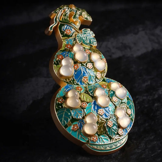 Henan Museum Enamel Inlaid Jade Gourd Fridge Magnet | 3D Cultural Relic Souvenir-LuckyCharms.Shop