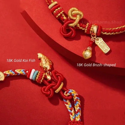 "Success in Exams" 18K Gold Hand-Woven Academic Success Lucky Bracelet-LuckyCharms.Shop