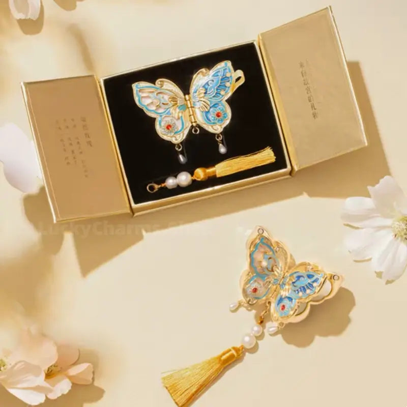 Baume parfumé solide Papillon Gemme du Musée du Palais | Parfum de rose à la cire d'abeille naturelle | Parfum portable inspiré de la dynastie Qing