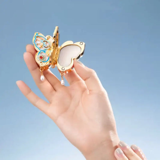 Baume parfumé solide Papillon Gemme du Musée du Palais | Parfum de rose à la cire d'abeille naturelle | Parfum portable inspiré de la dynastie Qing