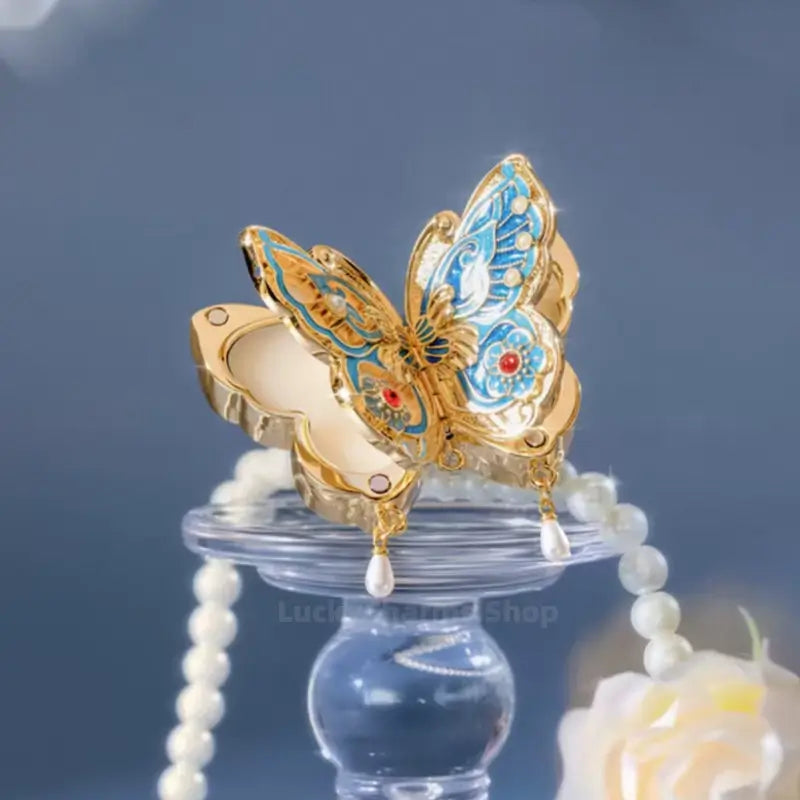 Baume parfumé solide Papillon Gemme du Musée du Palais | Parfum de rose à la cire d'abeille naturelle | Parfum portable inspiré de la dynastie Qing