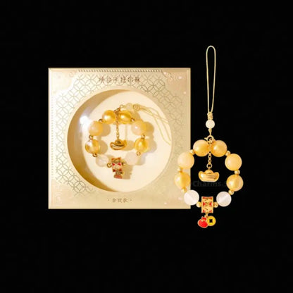 The Palace Museum Blessing Beaded Phone Charm | Crystal Pendant for Luck Wealth Peace | Chinese Style Souvenir-LuckyCharms.Shop