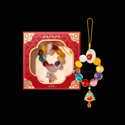 The Palace Museum Blessing Beaded Phone Charm | Crystal Pendant for Luck Wealth Peace | Chinese Style Souvenir-LuckyCharms.Shop
