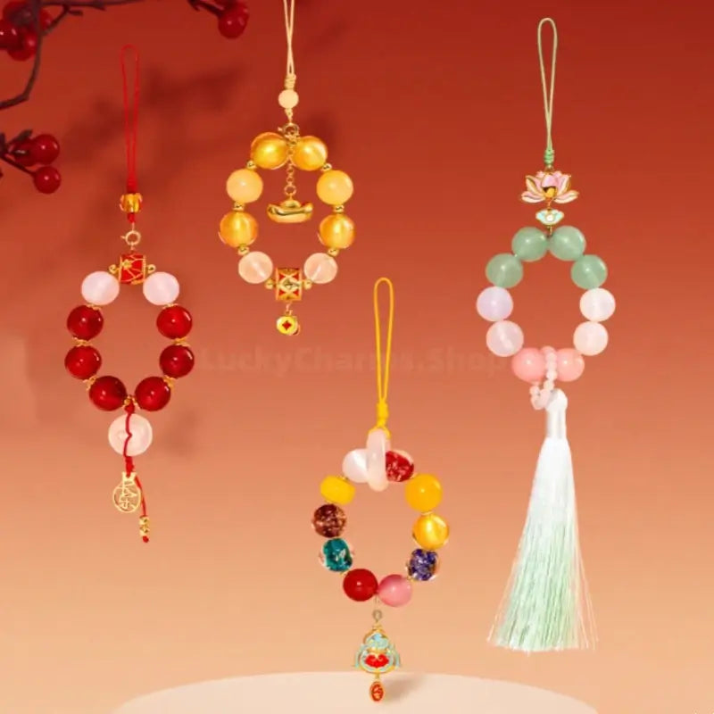 The Palace Museum Blessing Beaded Phone Charm | Crystal Pendant for Luck Wealth Peace | Chinese Style Souvenir-LuckyCharms.Shop