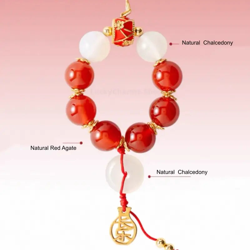 The Palace Museum Blessing Beaded Phone Charm | Crystal Pendant for Luck Wealth Peace | Chinese Style Souvenir-LuckyCharms.Shop