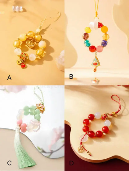 The Palace Museum Blessing Beaded Phone Charm | Crystal Pendant for Luck Wealth Peace | Chinese Style Souvenir-LuckyCharms.Shop