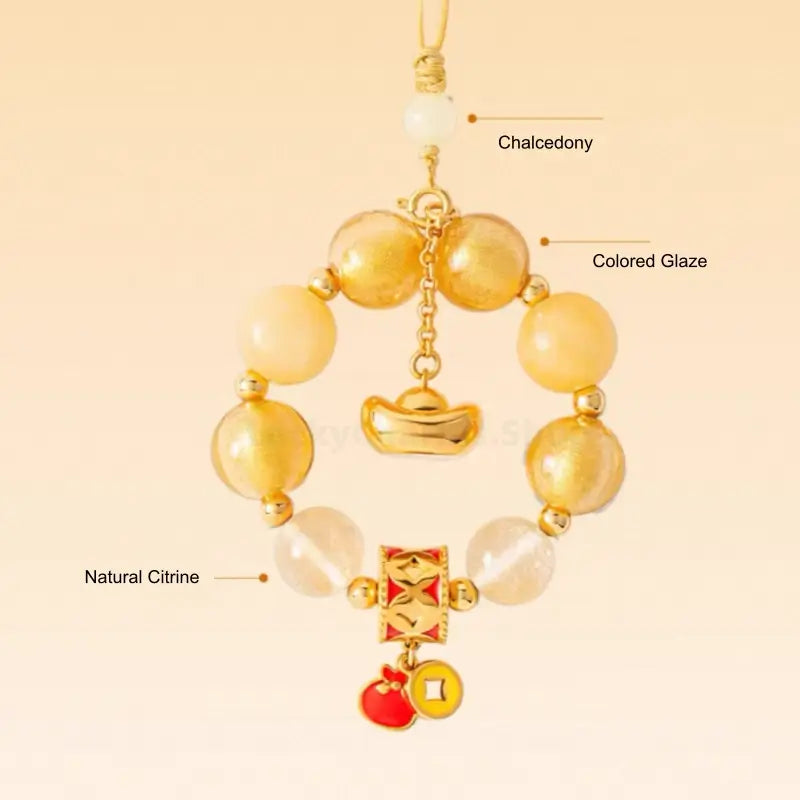 The Palace Museum Blessing Beaded Phone Charm | Crystal Pendant for Luck Wealth Peace | Chinese Style Souvenir-LuckyCharms.Shop