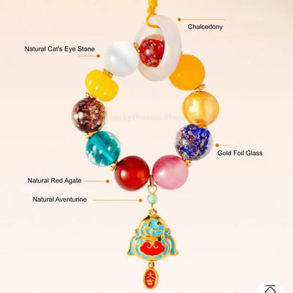 The Palace Museum Blessing Beaded Phone Charm | Crystal Pendant for Luck Wealth Peace | Chinese Style Souvenir-LuckyCharms.Shop