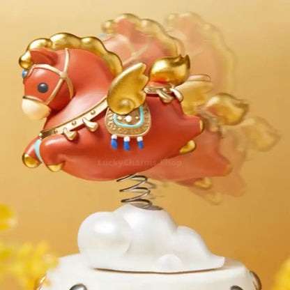 Figurine à tête branlante Cheval de la Fortune du Musée du Palais | Ornement de voiture inspiré de Xu Beihong | Cadeau de l'Année du Cheval porte-bonheur