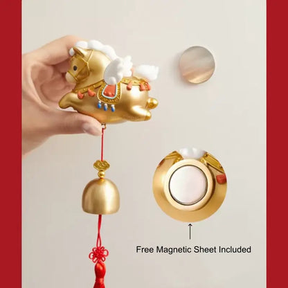 Aimant de réfrigérateur Cloche de bénédiction du Cheval d'or du Musée du Palais | Décoration et cadeau Année du Cheval