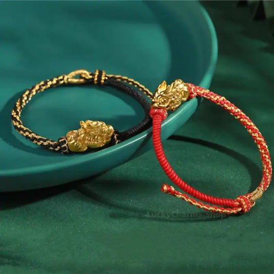 Chinese Imperial Pixiu Couple Bracelet | Palace Museum Gold-Plated Lucky Talisman-LuckyCharms.Shop