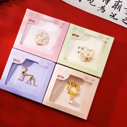 Shaanxi History Museum Gilded Brooch | Cultural Relic Inspired, Auspicious Meaning, Safety Lock - Gift & Daily Wear-LuckyCharms.Shop