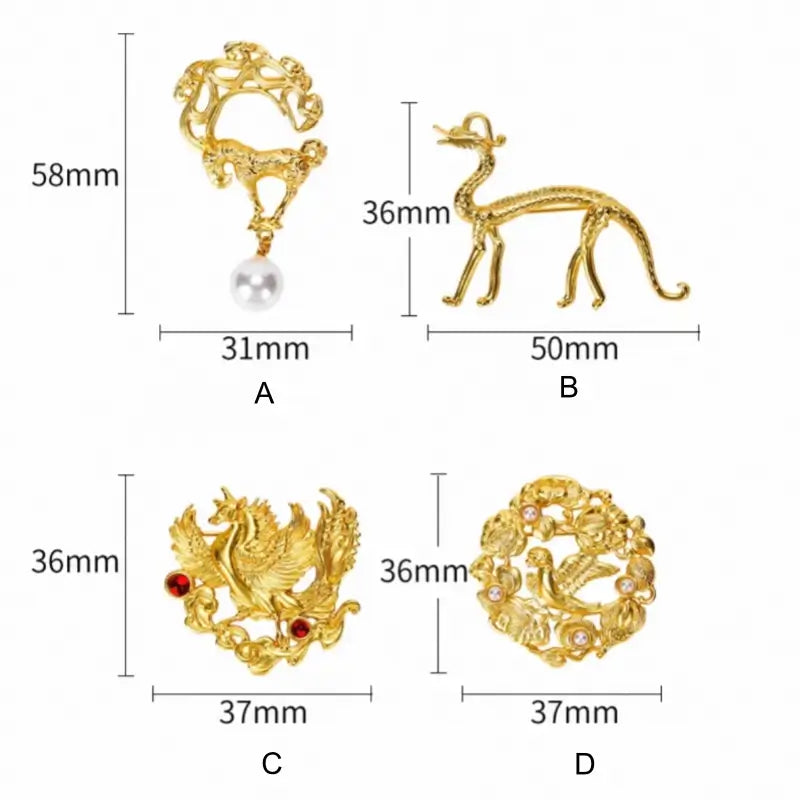 Shaanxi History Museum Gilded Brooch | Cultural Relic Inspired, Auspicious Meaning, Safety Lock - Gift & Daily Wear-LuckyCharms.Shop