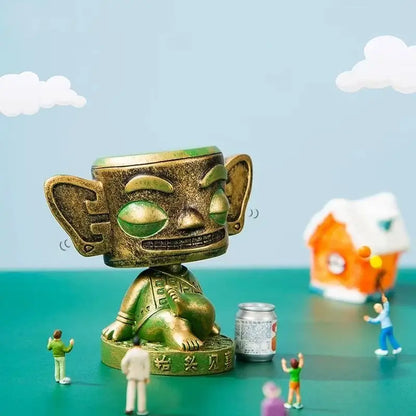 Bronze Shaking-Head Figurine from The Sanxingdui Museum-LuckyCharms.Shop